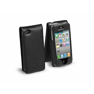 SBS Leather case met flip voor iPhone 4, Zwart